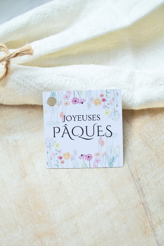 Joyeuses Pâques flowers - Easter tags for cookies - 25pcs - WITHOUT HOLES