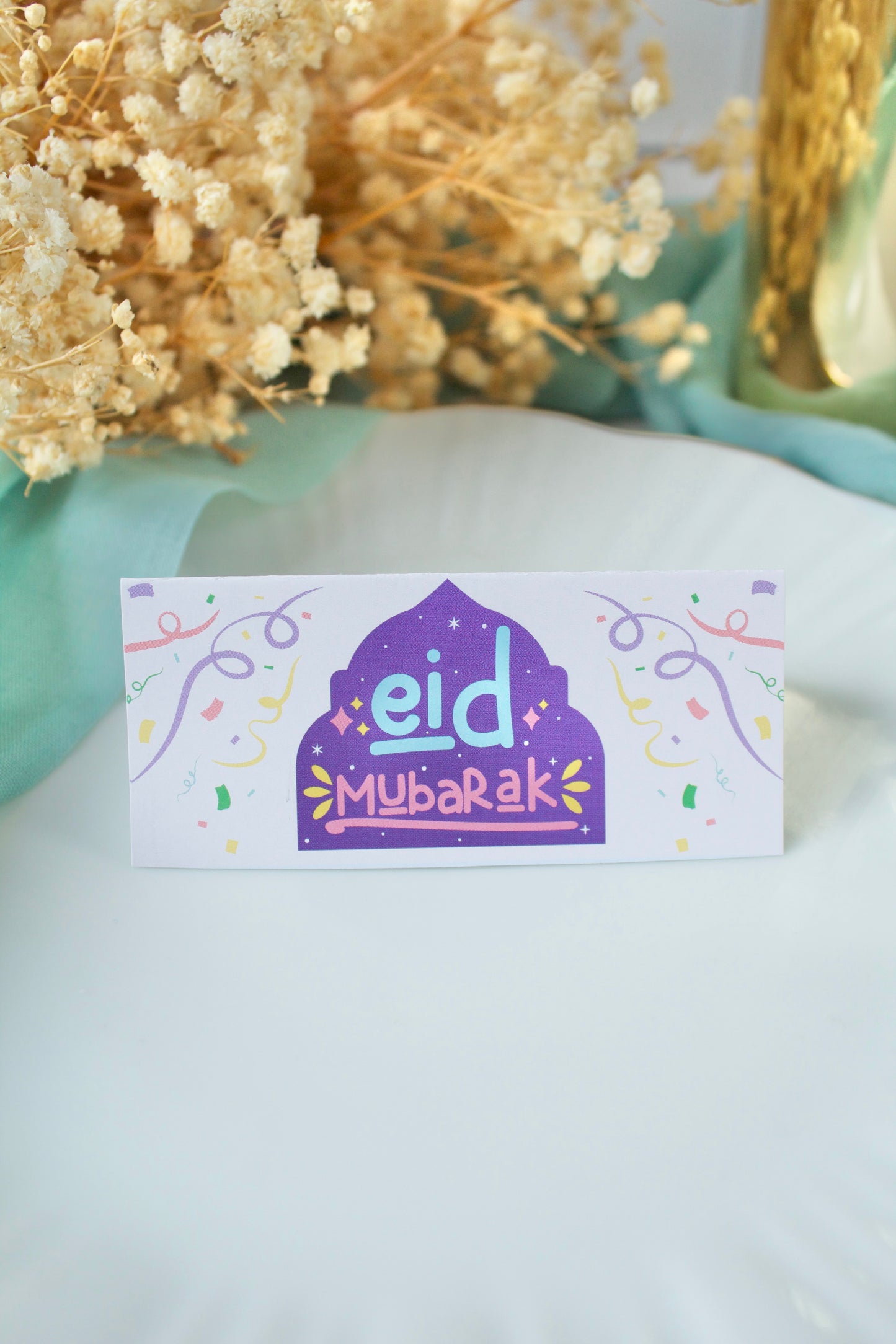 Kartonnen zakje de bonbons - Eid Mubarak confettis - 25st