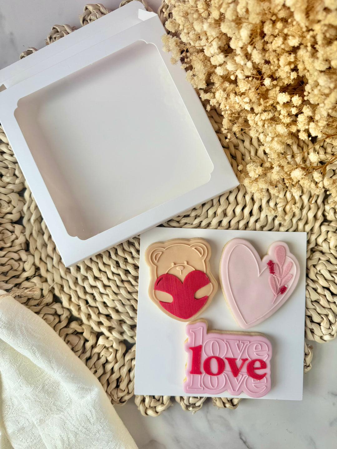 Square cookie box - 3 parties (5 pcs)