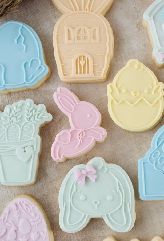 mini hopping rabbit + cookie cutter - stamp for sugar paste fondant biscuits