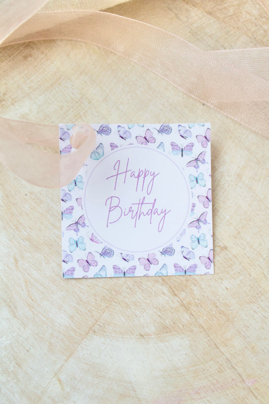 Happy Birthday butterflies - tags for cookies - 25pcs - WITHOUT HOLES