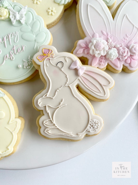 Bunny & butterfly + cookie cutter - stamp for sugar paste fondant cookies